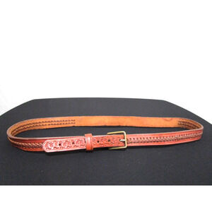 Artisan Handmade Braided Tooled Leather Unisex Belt Size 40, 37"-41"